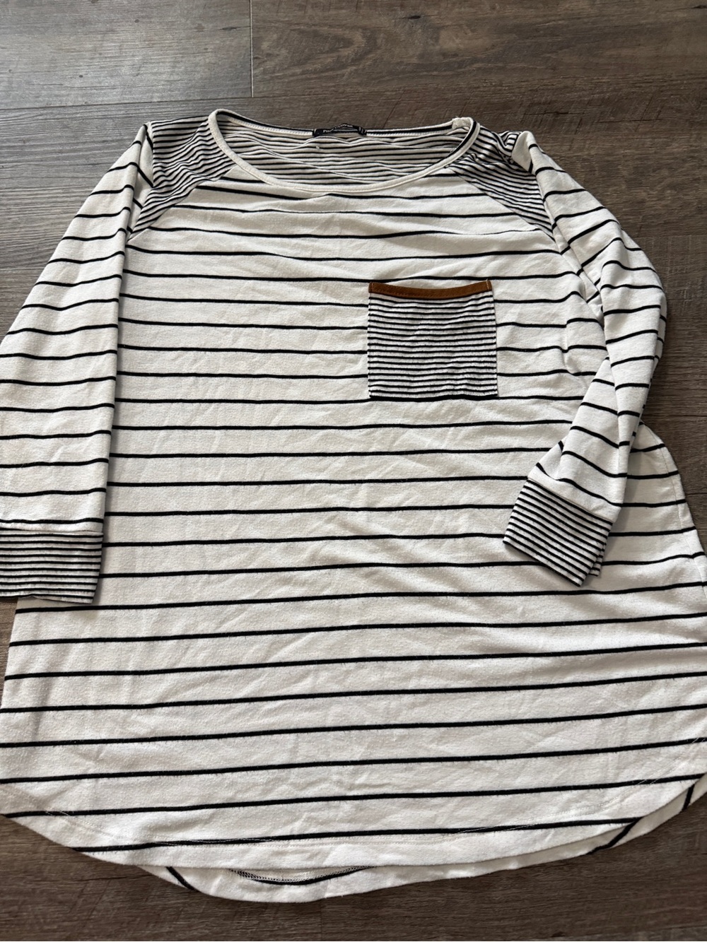 Pink Clover Black and White Striped Top